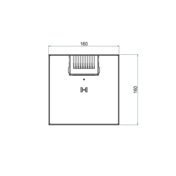 Produktbild UBD 162 052  -  Unterflur-Bodendose UBD 160 inkl. Deckel, flach (SVZ), ohne Kante, 5mm Vertiefung und 1 Bürstenauslass